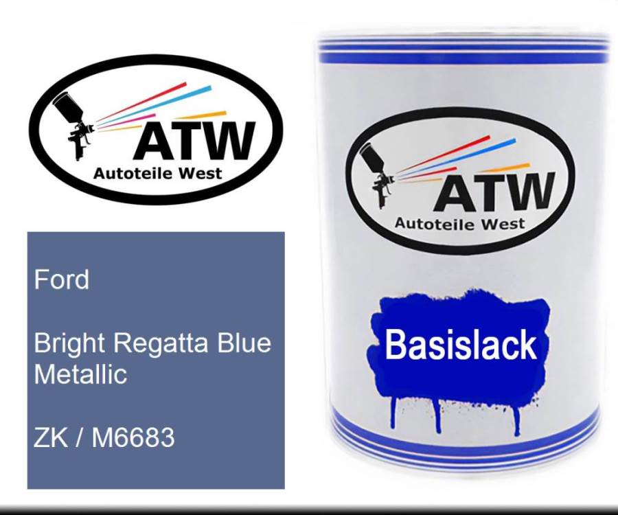 Ford, Bright Regatta Blue Metallic, ZK / M6683: 500ml Lackdose, von ATW Autoteile West.